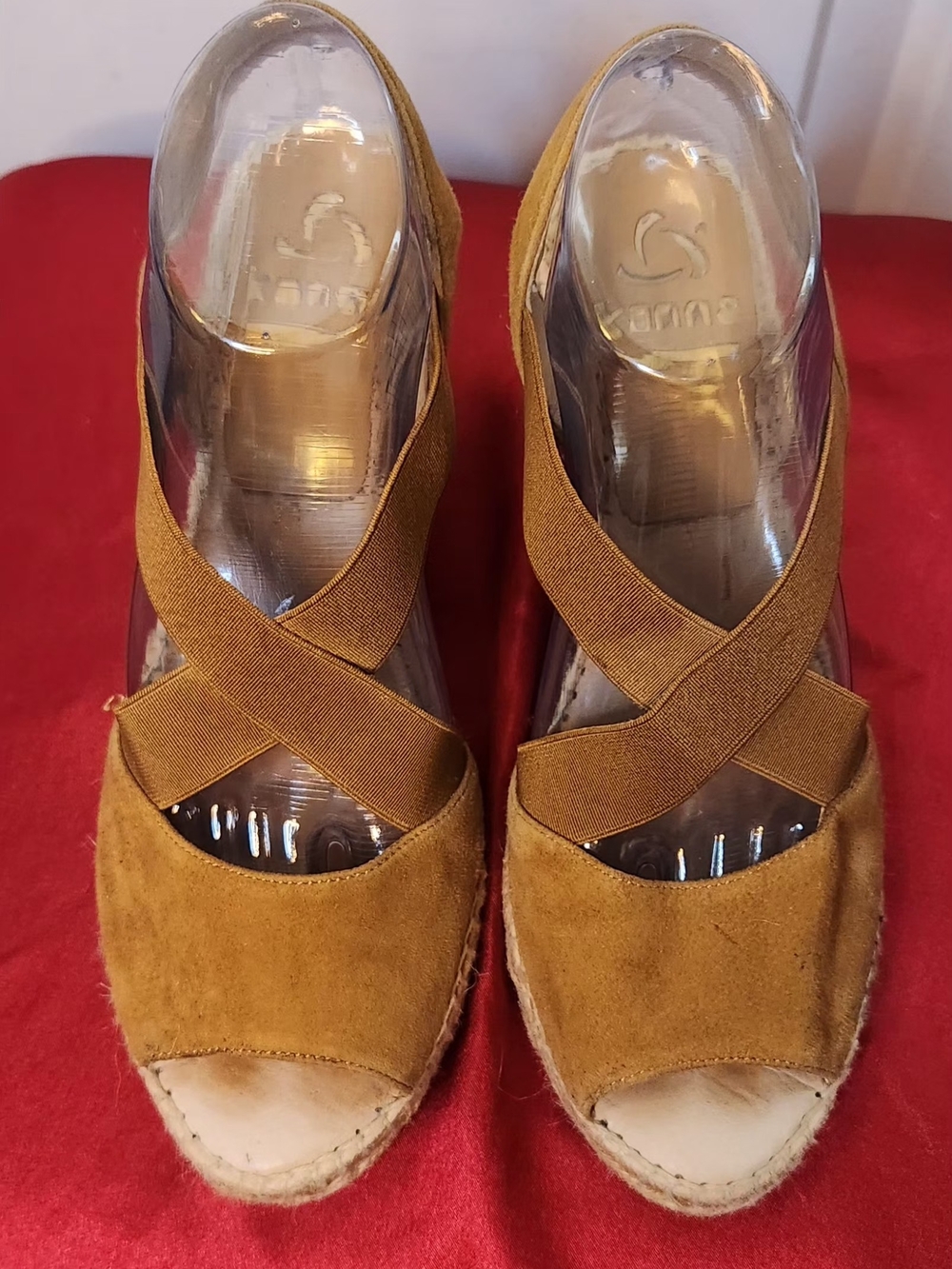 Kanna Women's Tan Suede Espadrille Wedge Sandals 40/9.5